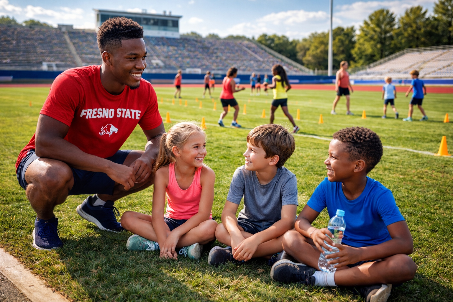 College athlete mentors leading after-school sports programming