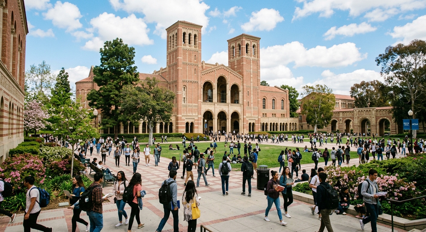 UCLA campus with students